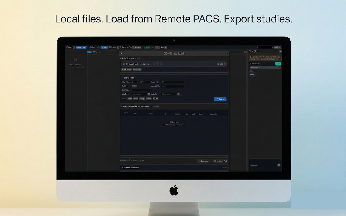 DN Viewer DICOM server and PACS connection